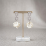 White Floral CZ Dangler Earrings